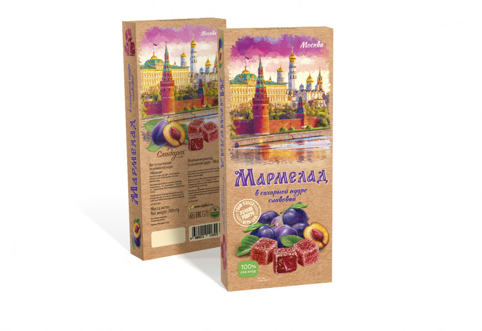  Сладарт Мармелад Сливовый МОСКВА в сахарной пудре (642), 200г   в Чебоксарах